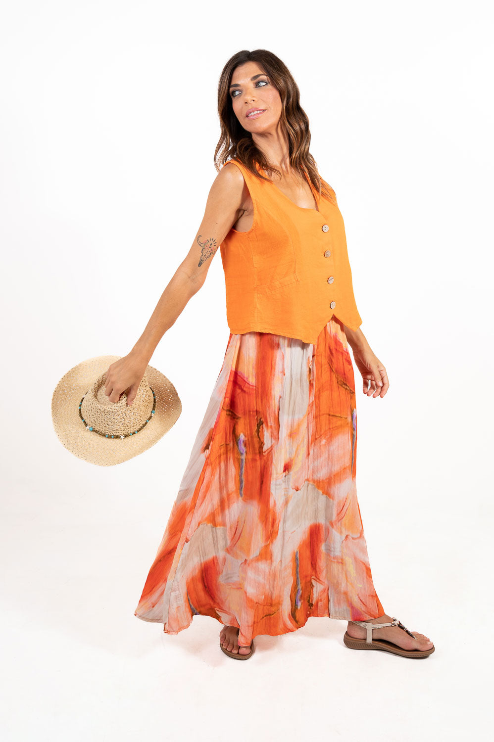 Chaleco Lino Colores Naranja
