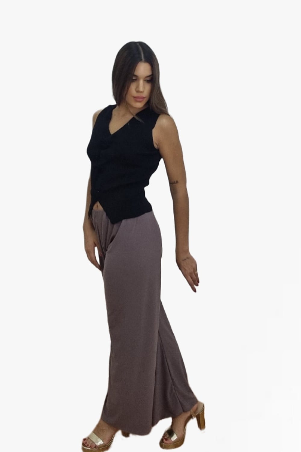 Pantalon Licra Liso Marron