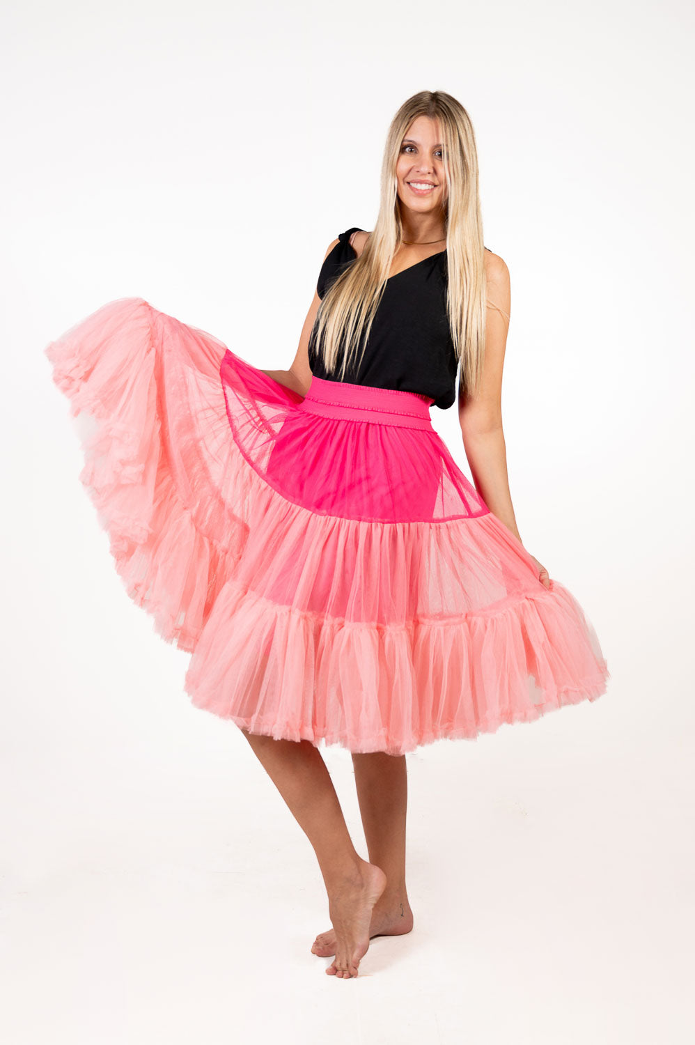 Falda Tul Tricolor Fucsia