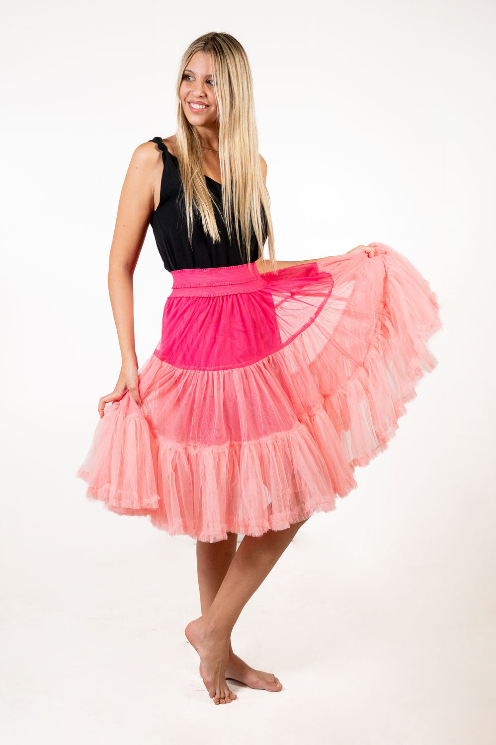 Falda Tul Tricolor Fucsia