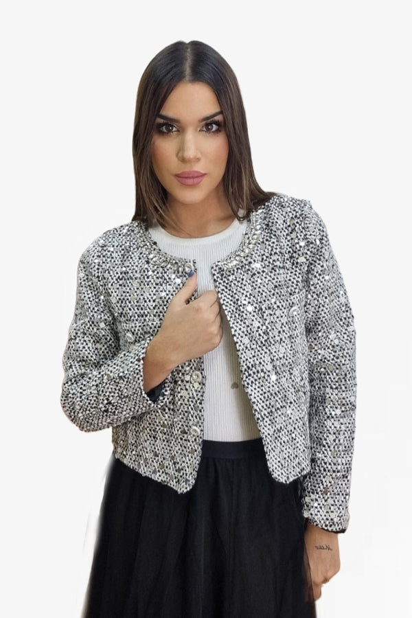 Chaqueta Armada Lentejuela Plata