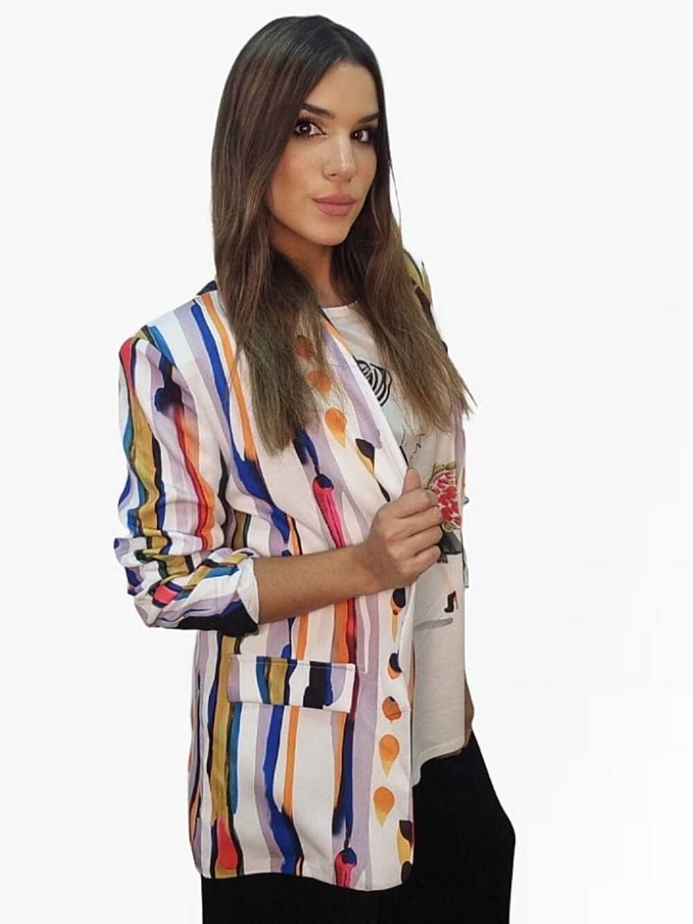 Blazer lineas multicolor