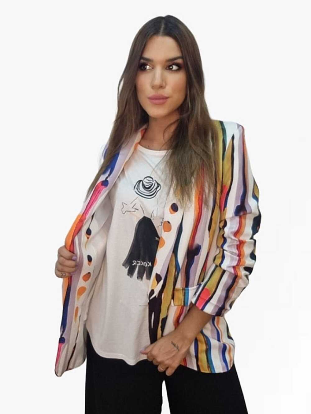 Blazer lineas multicolor