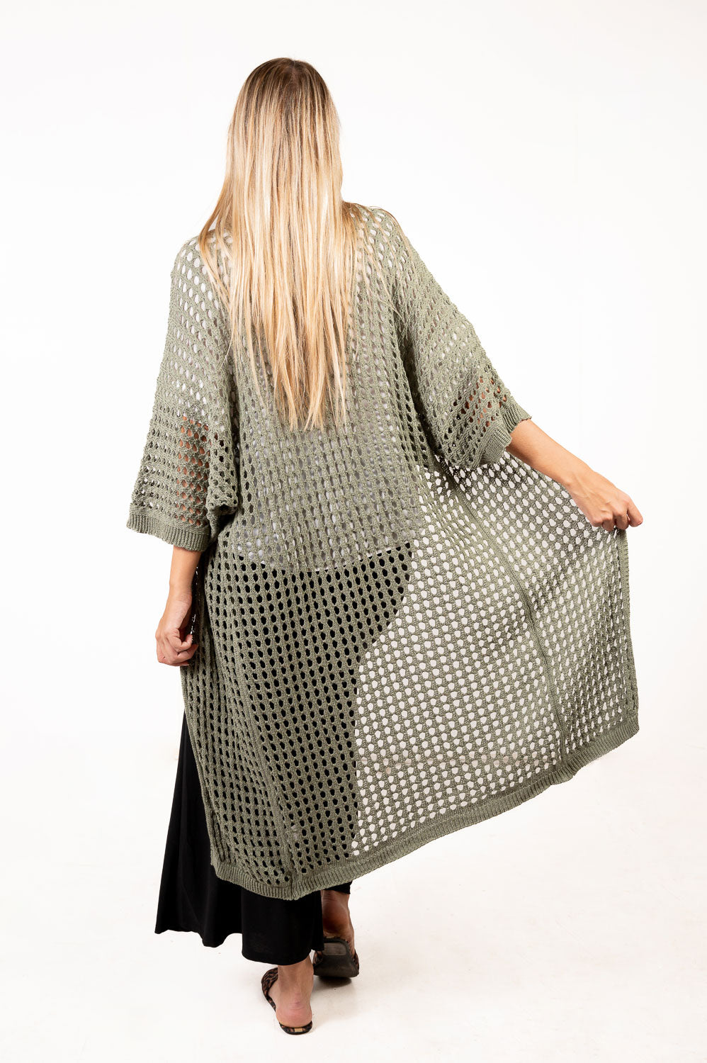 Kaftan Ganchillo Largo Verde