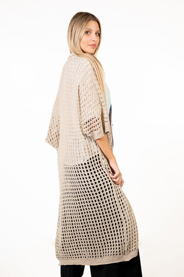 Kaftan Ganchillo Largo Beige