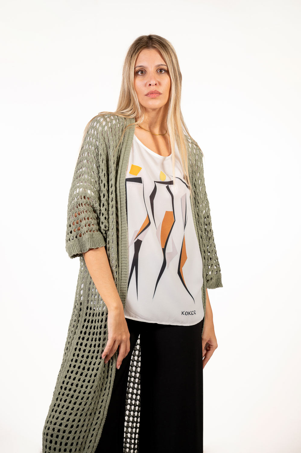 Kaftan Ganchillo Largo Verde