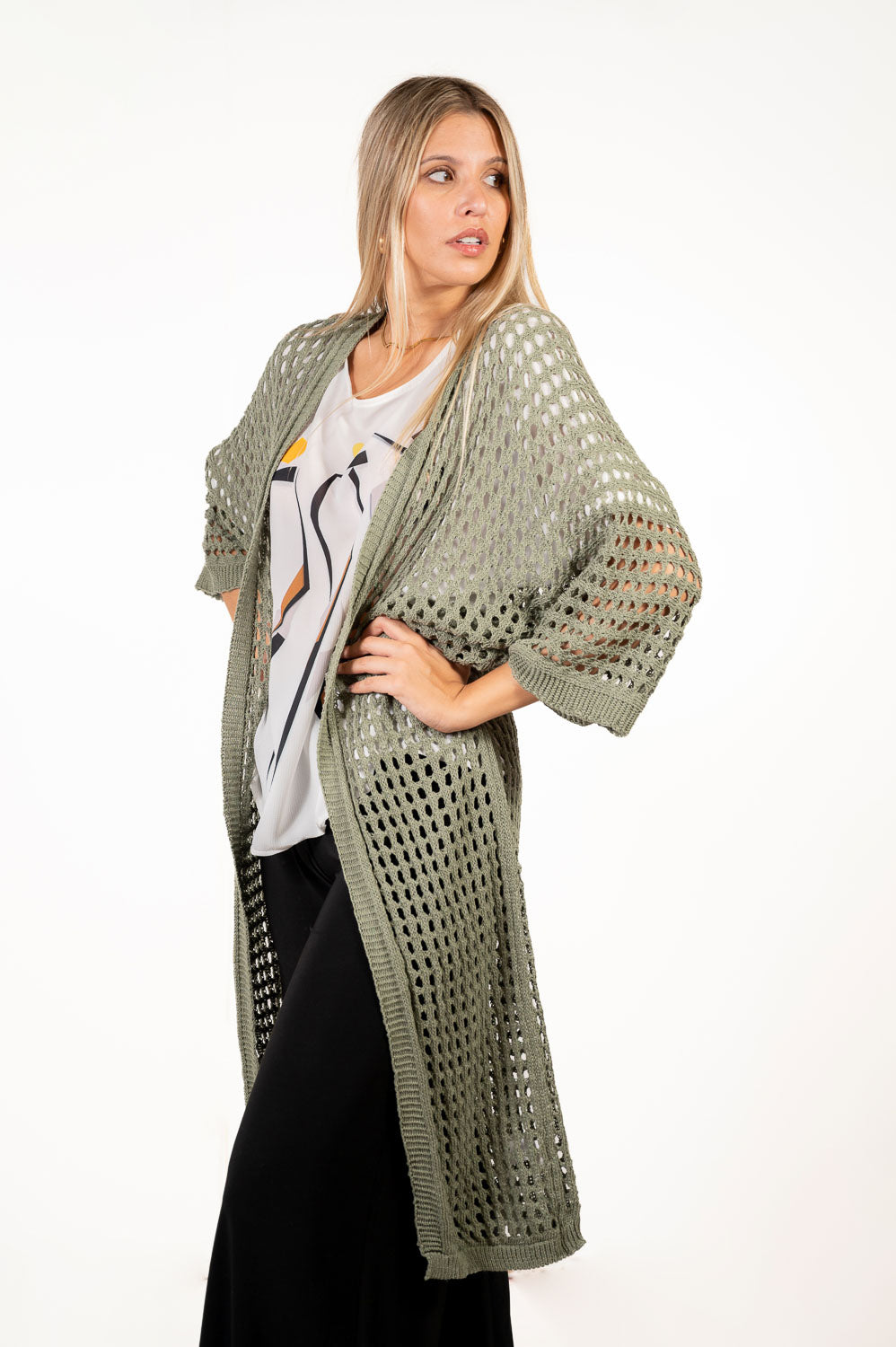 Kaftan Ganchillo Largo Verde