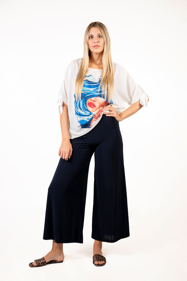 Pantalon Punto Fluido Marino
