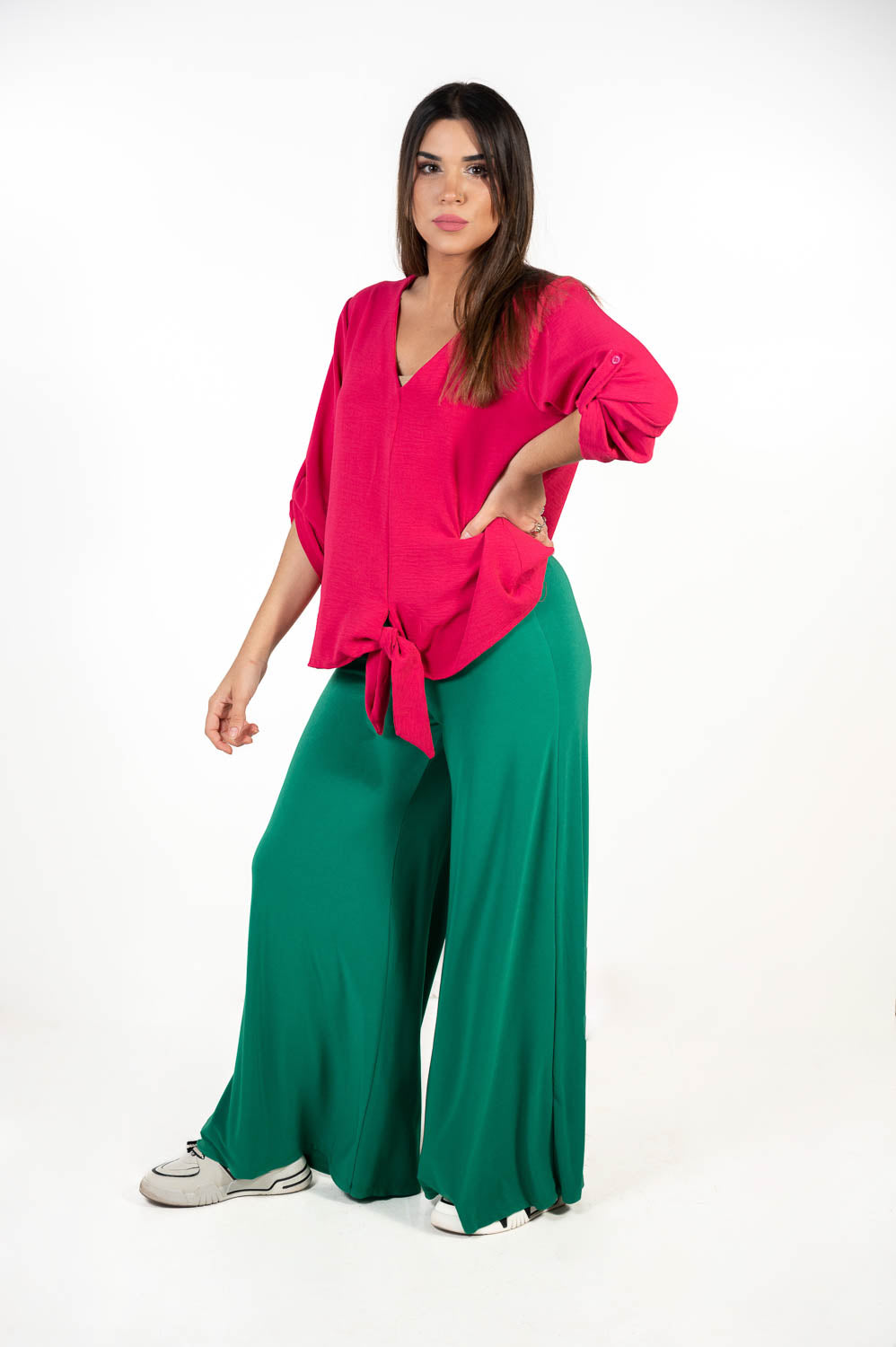 Pantalon Punto Fluido Verde