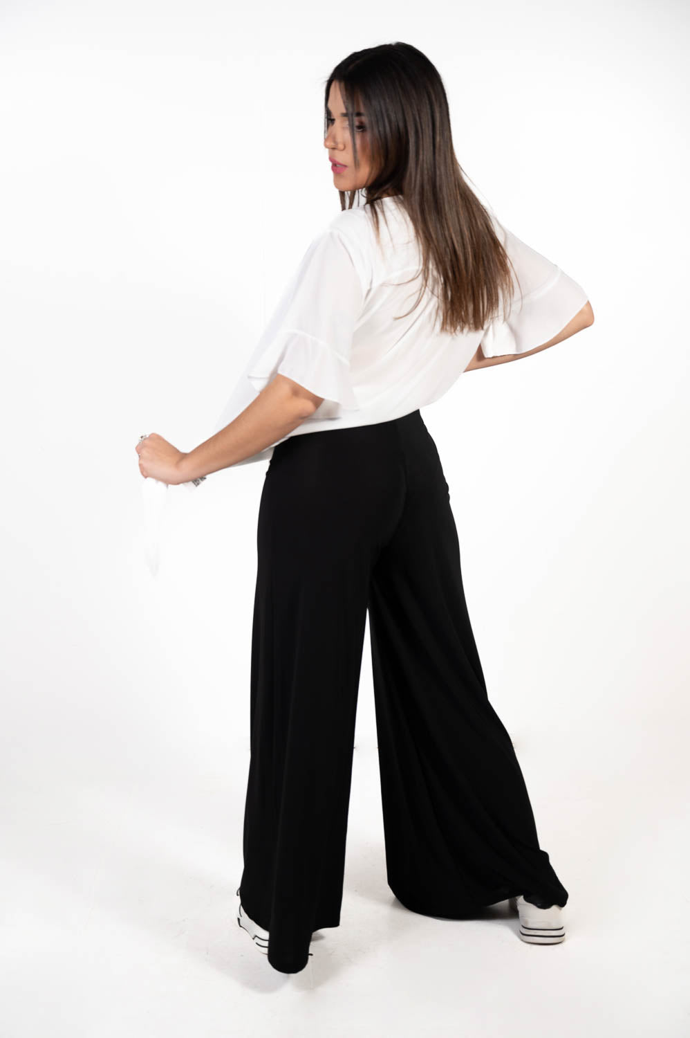 Pantalon Punto Fluido Negro