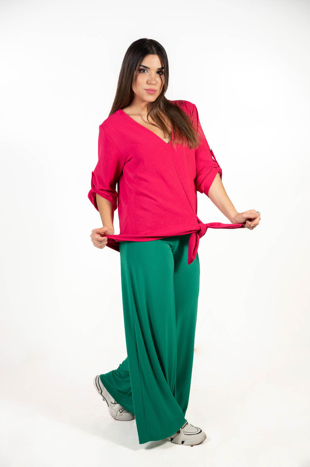 Pantalon Punto Fluido Verde