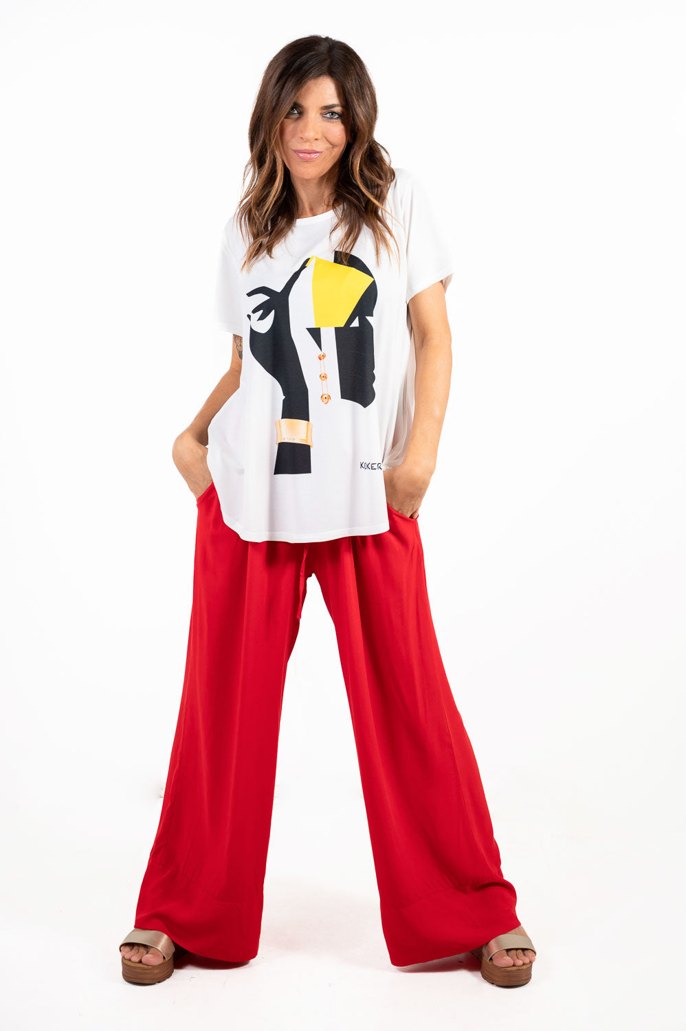 Pantalon Volante Bajo Rojo