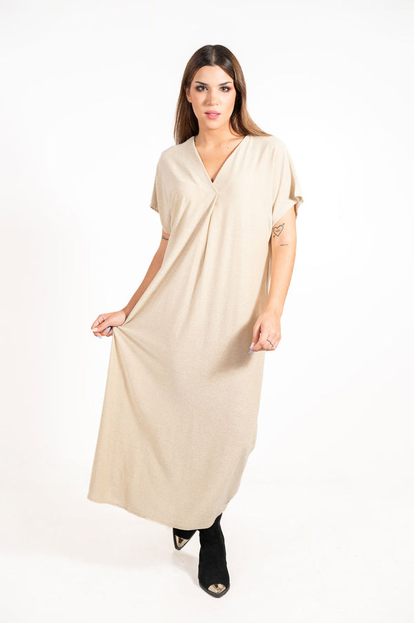 Vestido Punto Pinza Beige