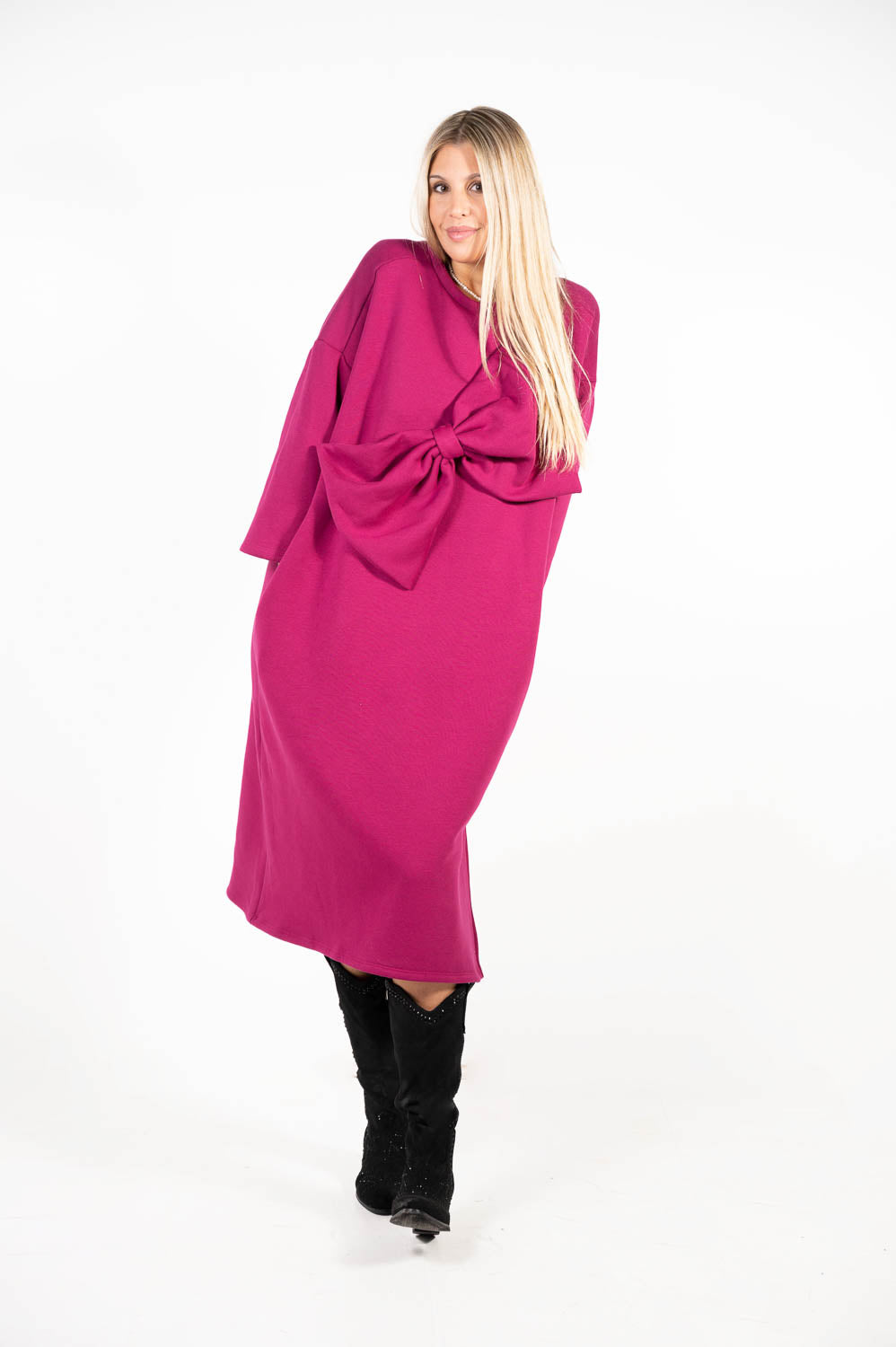 Vestido Lazo Algodón Malva