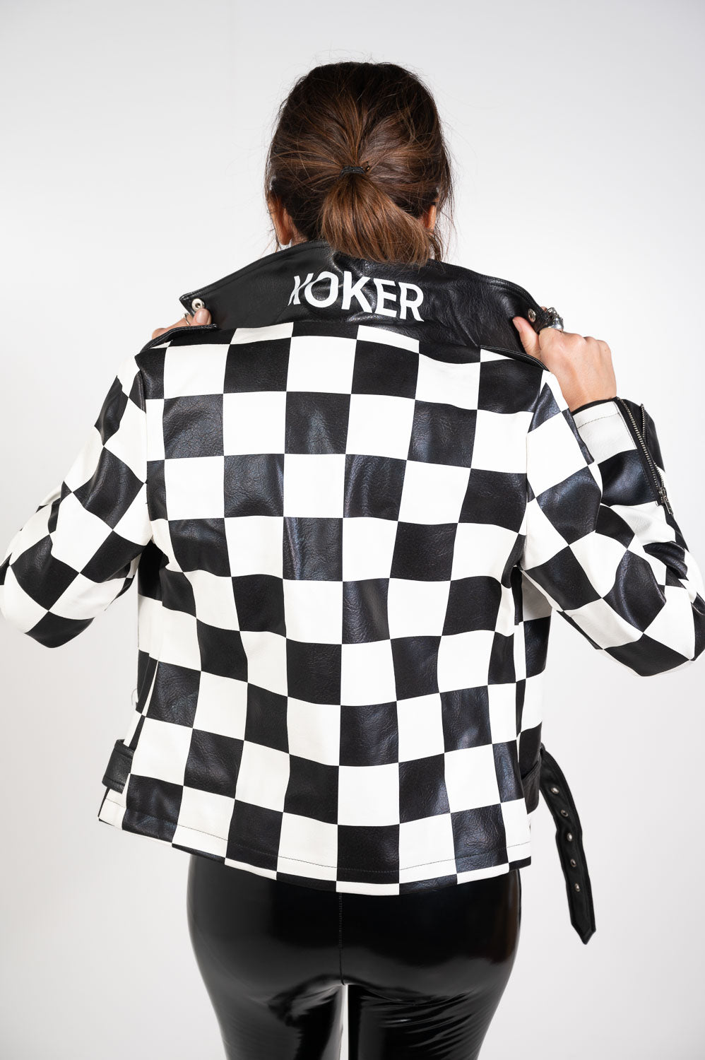 Biker polipiel damero