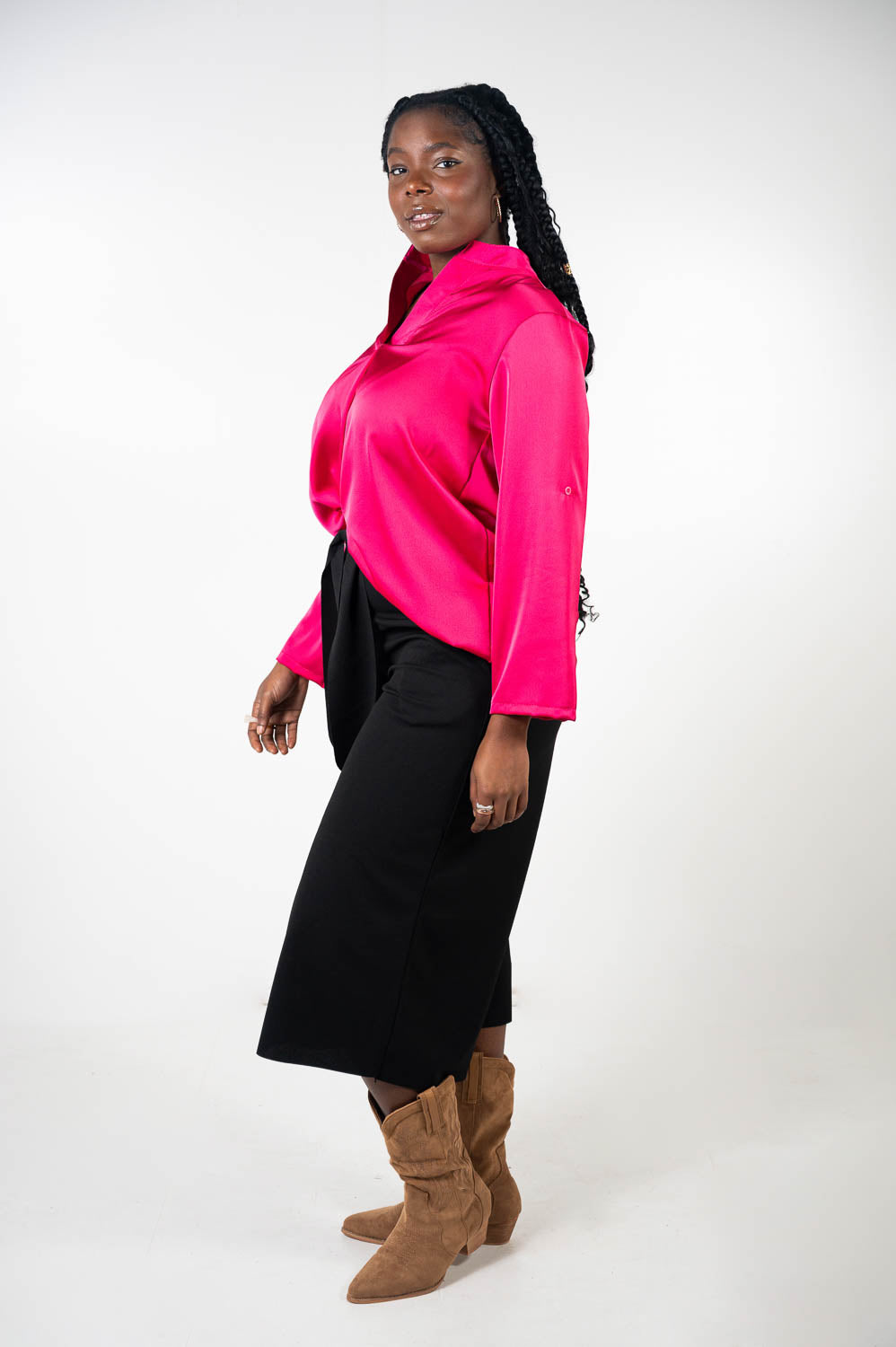 Blusa Cuello Mao Fucsia